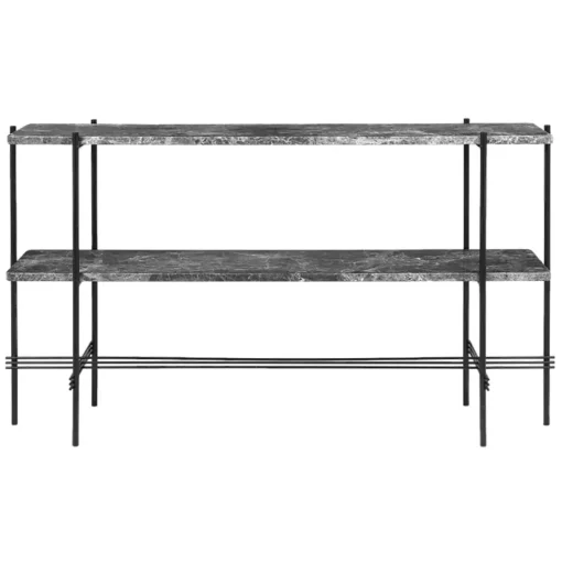 Gubi TS Konsolbord H72 Med 2 Hylder og Bakke Sort/Grey Emperador