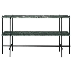 Gubi TS Konsolbord 120x72 Med 2 Hylder Sort/Green Guatemala Marmor