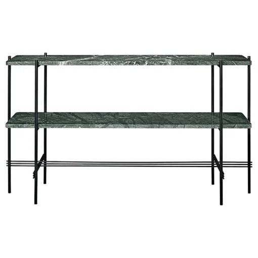 Gubi TS Konsolbord 120x72 Med 2 Hylder Sort/Green Guatemala Marmor