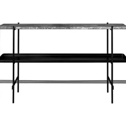 Gubi TS Konsolbord 120x72 Med Hylde & Bakke Sort/Grey Emperador Marmor