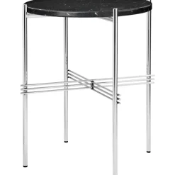 GUBI TS Sidebord RoundØ40 Poleret Stål/Black Marquina Marmor