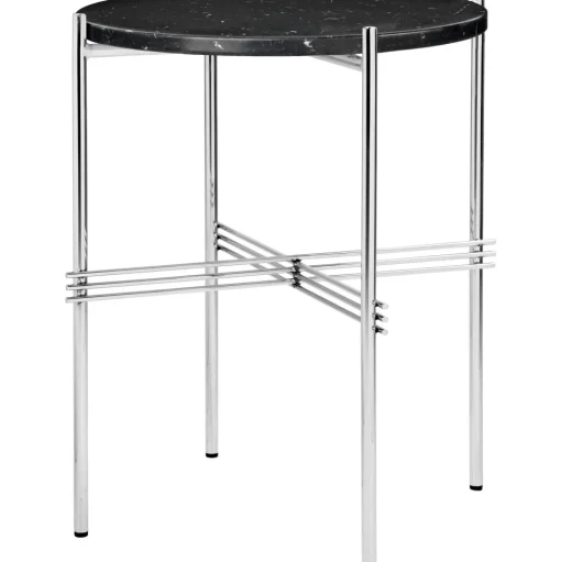 GUBI TS Sidebord RoundØ40 Poleret Stål/Black Marquina Marmor