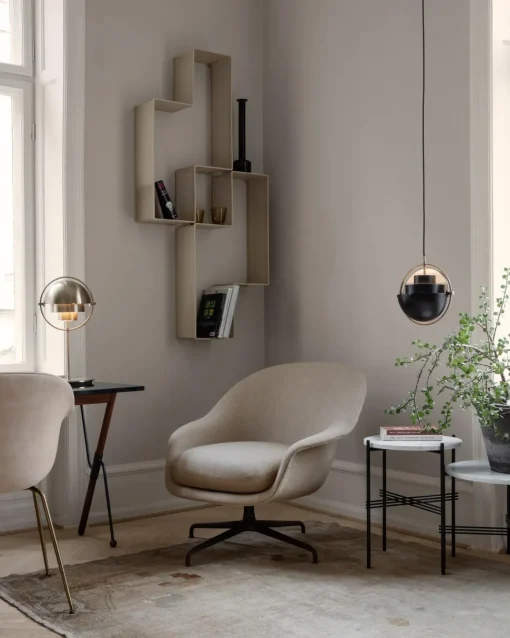 GUBI TS Sidebord RoundØ40 Poleret Stål/Black Marquina Marmor