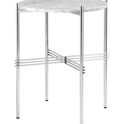 GUBI TS Sidebord RoundØ40 Poleret Stål/White Carrara Marmor