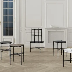 GUBI TS Sidebord RoundØ40 Poleret Stål/White Carrara Marmor