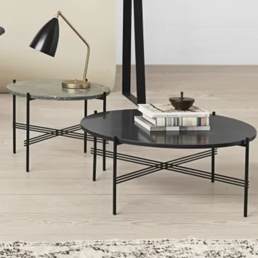GUBI TS Sidebord RoundØ40 Poleret Stål/White Carrara Marmor