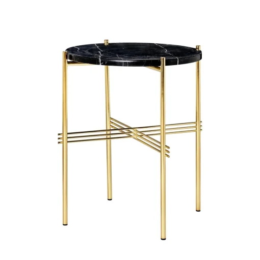 GUBI TS Sidebord RundtØ40 Messing/Sort Marquina Marmor