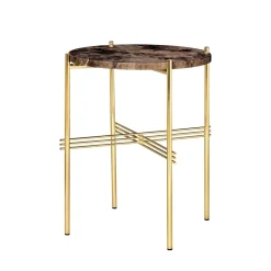GUBI TS Sidebord RundtØ40 Messing/Brun Emperador Marmor