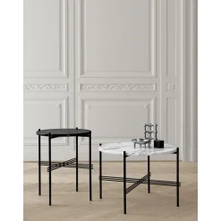 GUBI TS Sidebord RundtØ40 Sort/Brun Emperador Marmor