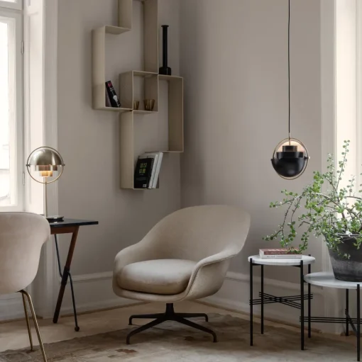 GUBI TS Sidebord RundtØ40 Sort/Brun Emperador Marmor