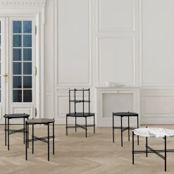 GUBI TS Sidebord RundtØ40 Sort/Brun Emperador Marmor