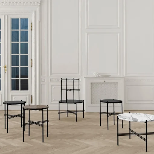GUBI TS Sidebord RundtØ40 Sort/Brun Emperador Marmor