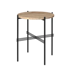 GUBI TS Sidebord RundtØ40 Sort/Varm Taupe Travertin
