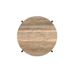 GUBI TS Sidebord RundtØ40 Sort/Varm Taupe Travertin