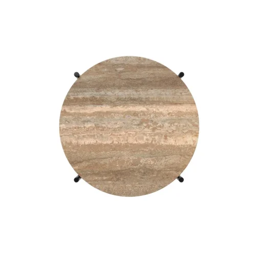 GUBI TS Sidebord RundtØ40 Sort/Varm Taupe Travertin