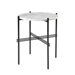 GUBI TS Sidebord RundtØ40 Sort/Hvid Carrara Marmor