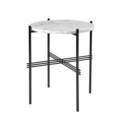 GUBI TS Sidebord RundtØ40 Sort/Hvid Carrara Marmor