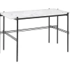GUBI TS Skrivebord 120 x 60 cm med Sort Base og Hvid Carrara Marmor Top