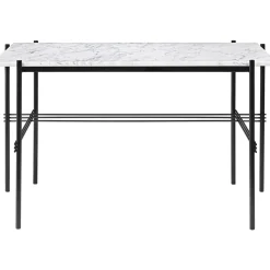 GUBI TS Skrivebord 120 x 60 cm med Sort Base og Hvid Carrara Marmor Top