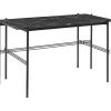 GUBI TS Skrivebord 120 x 60 cm med Sort Base og Sort Marquina Marmor Top
