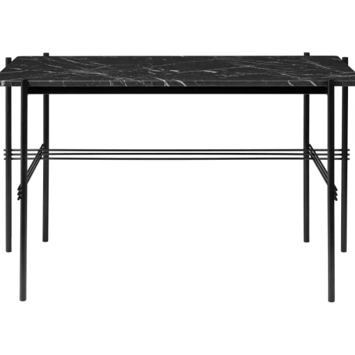 GUBI TS Skrivebord 120 x 60 cm med Sort Base og Sort Marquina Marmor Top