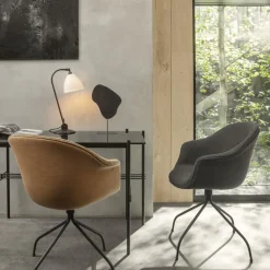 GUBI TS Skrivebord 120 x 60 cm med Sort Base og Sort Marquina Marmor Top