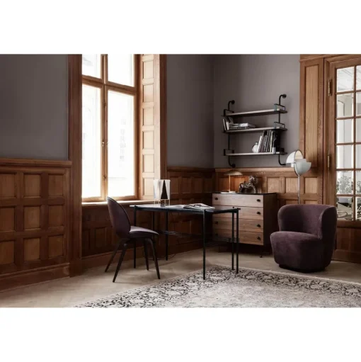 GUBI TS Skrivebord 120 x 60 cm med Sort Base og Sort Marquina Marmor Top