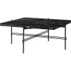 GUBI TS Sofabord Firkantet 80 x 80 cm med Sort Base og Sort Marquina Marmor Top