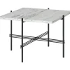 GUBI TS Sofabord Firkantet 55 x 55 cm med Sort Base og Hvid Carrara Marmor Top