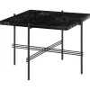 GUBI TS Sofabord Firkantet 55 x 55 cm med Sort Base og Sort Marquina Marmor Top