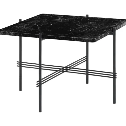 GUBI TS Sofabord Firkantet 55 x 55 cm med Sort Base og Sort Marquina Marmor Top