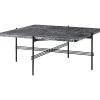 GUBI TS Sofabord Firkantet 80 x 80 cm med Sort Base og Grå Emperador Marmor Top