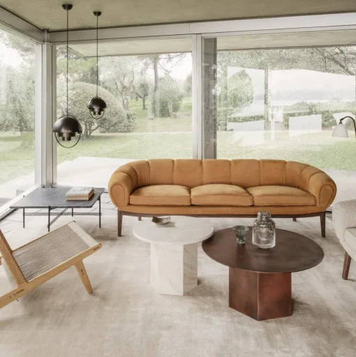 GUBI TS Sofabord Firkantet 80 x 80 cm med Sort Base og Grå Emperador Marmor Top