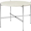 GUBI TS Sofabord RoundØ55 Poleret Stål/White Travertine