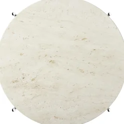 GUBI TS Sofabord RoundØ55 Poleret Stål/White Travertine