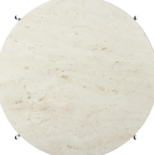 GUBI TS Sofabord RoundØ55 Poleret Stål/White Travertine