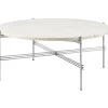 GUBI TS Sofabord RoundØ80 Poleret Stål/White Travertine