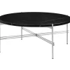 GUBI TS Sofabord RoundØ80 Poleret Stål/Black Marquina Marmor