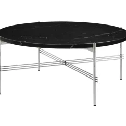 GUBI TS Sofabord RoundØ80 Poleret Stål/Black Marquina Marmor