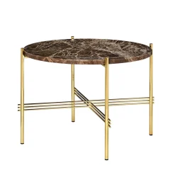 GUBI TS Sofabord RundtØ55 Messing/Brun Emperador Marmor