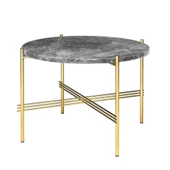 GUBI TS Sofabord RundtØ55 Messing/Grå Emperador Marmor