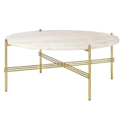 GUBI TS Sofabord RundtØ80 Messing/Hvid Travertin