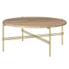 GUBI TS Sofabord RundtØ80 Messing/Varm Taupe Travertin