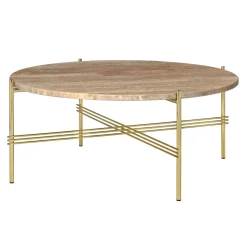 GUBI TS Sofabord RundtØ80 Messing/Varm Taupe Travertin