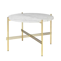 GUBI TS Sofabord RundtØ55 Messing/Hvid Carrara Marmor