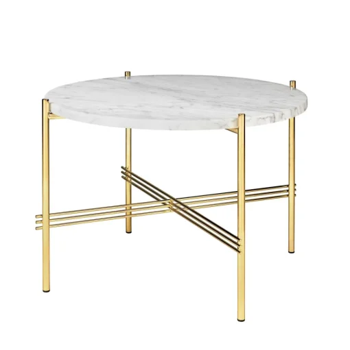 GUBI TS Sofabord RundtØ55 Messing/Hvid Carrara Marmor