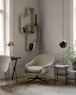 GUBI TS Sofabord RundtØ55 Messing/Hvid Carrara Marmor