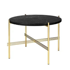 GUBI TS Sofabord RundtØ55 Messing/Sort Marquina Marmor