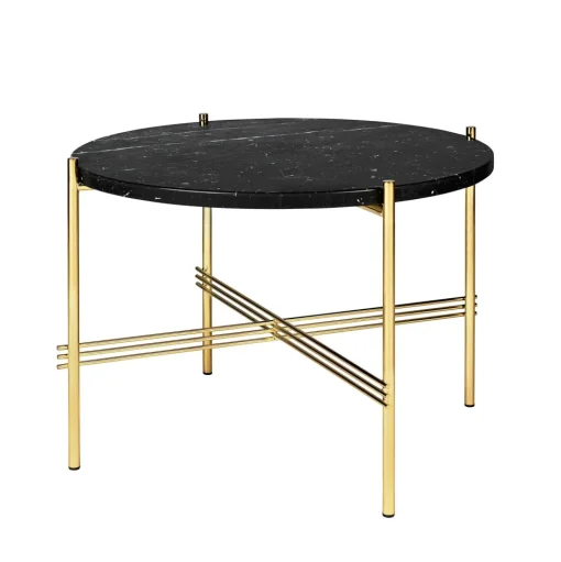 GUBI TS Sofabord RundtØ55 Messing/Sort Marquina Marmor