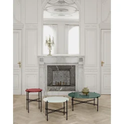 GUBI TS Sofabord RundtØ55 Messing/Sort Marquina Marmor